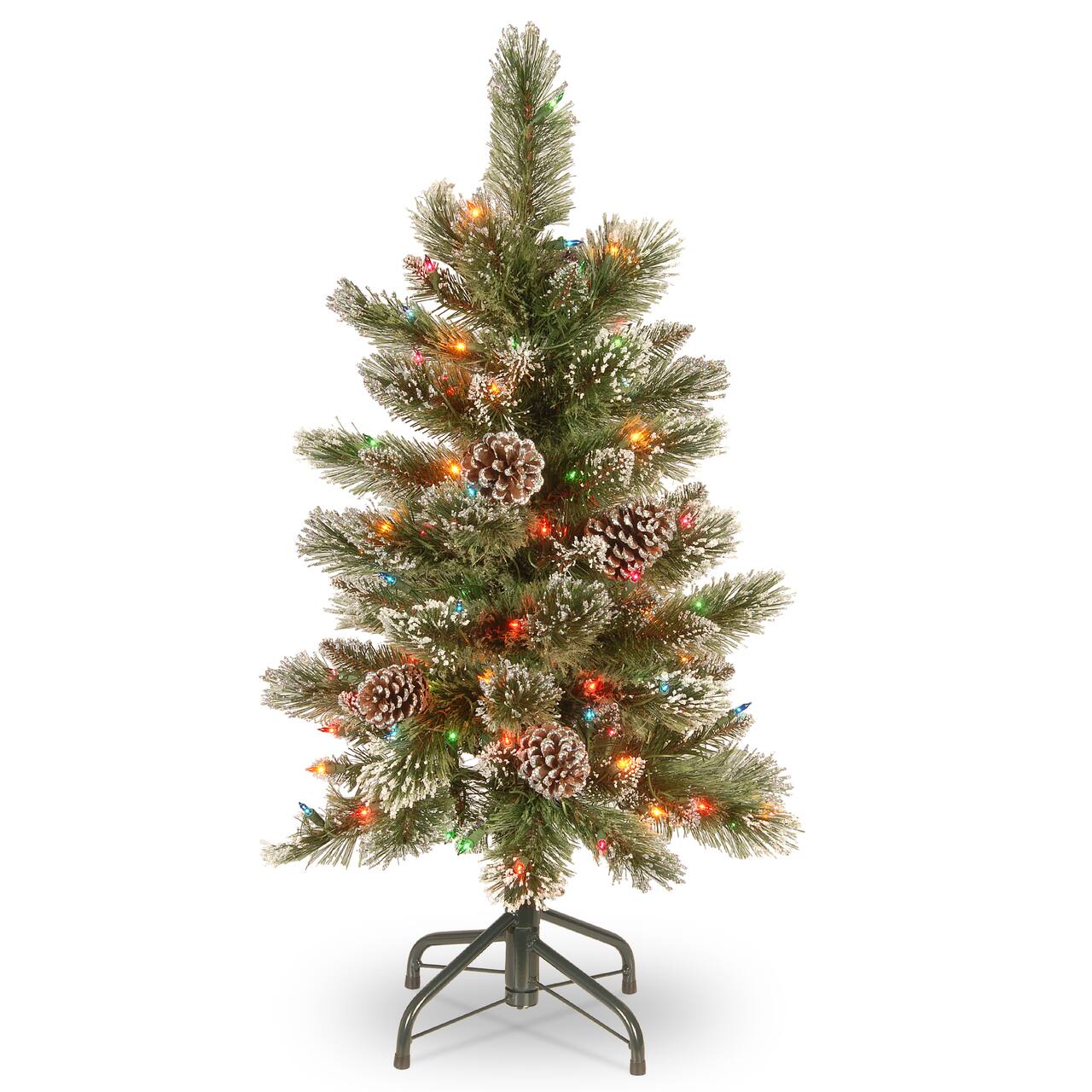 3ft. Pre-Lit Glittering Pine Artificial Christmas Tree, Multicolor Lights